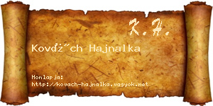 Kovách Hajnalka névjegykártya